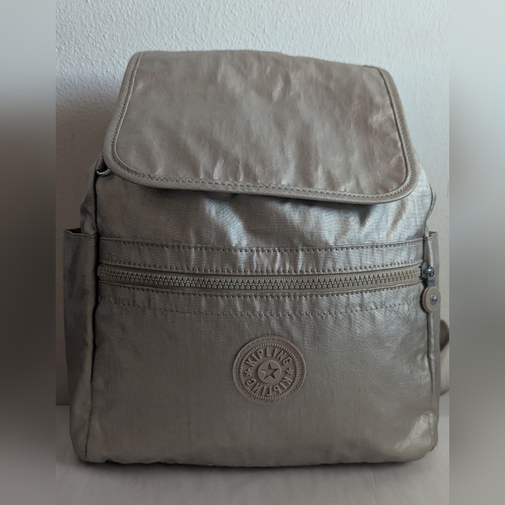 Kipling  Backpack Travel Carry On Metallic Taupe Unisex Women's Men Medium